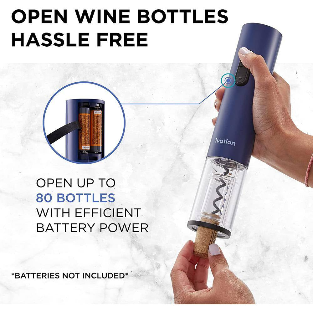 7-Piece Electric Wine Opener Blue Electric Bottle Opener Wine Gift Set
