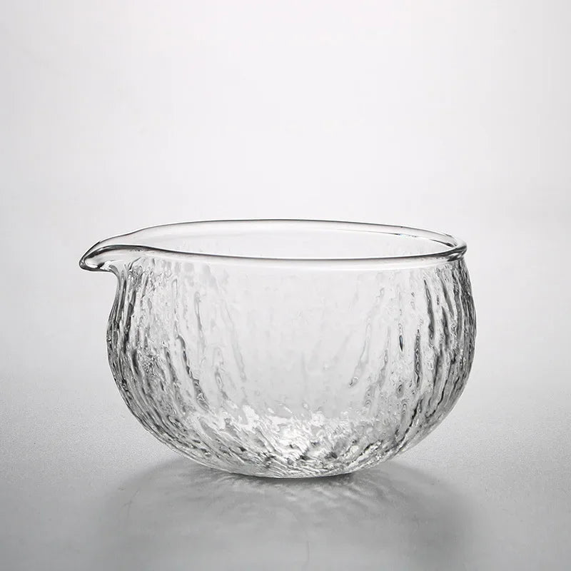 Textured Glass Matcha Bowl with Pouring Spout – Handmade Japanese Chawan