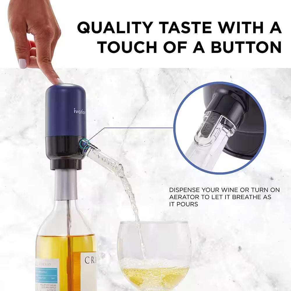7-Piece Electric Wine Opener Blue Electric Bottle Opener Wine Gift Set