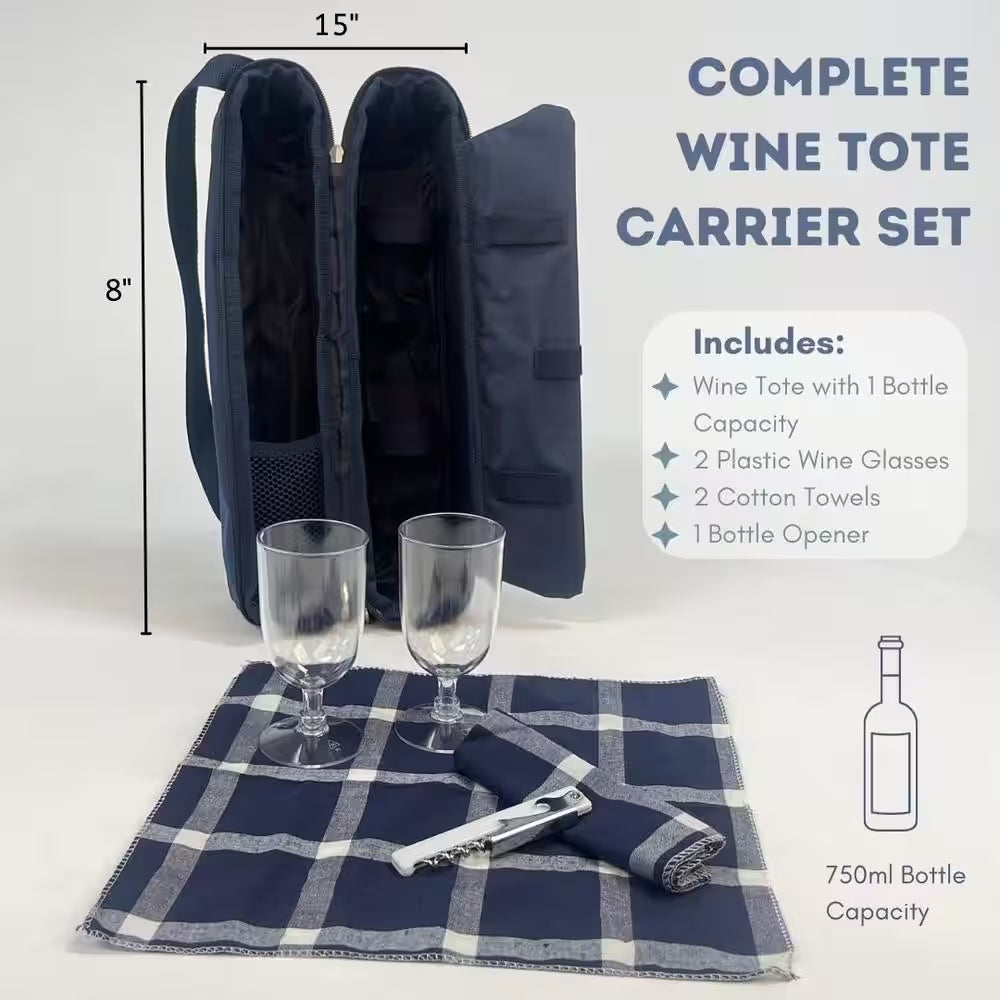 7-Piece Wine Carrier Tote Bag with Wine Accessories