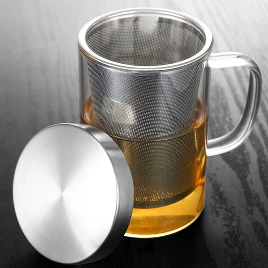Large Tea Cup with Infuser & Lid – Office & Home Use