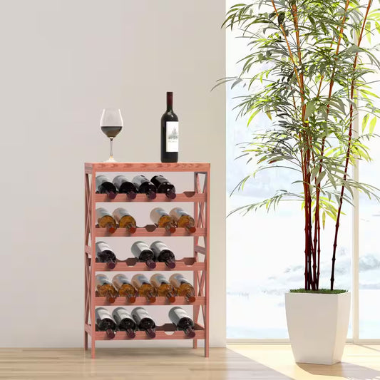 25-Bottle Brown Floor Wine Rack